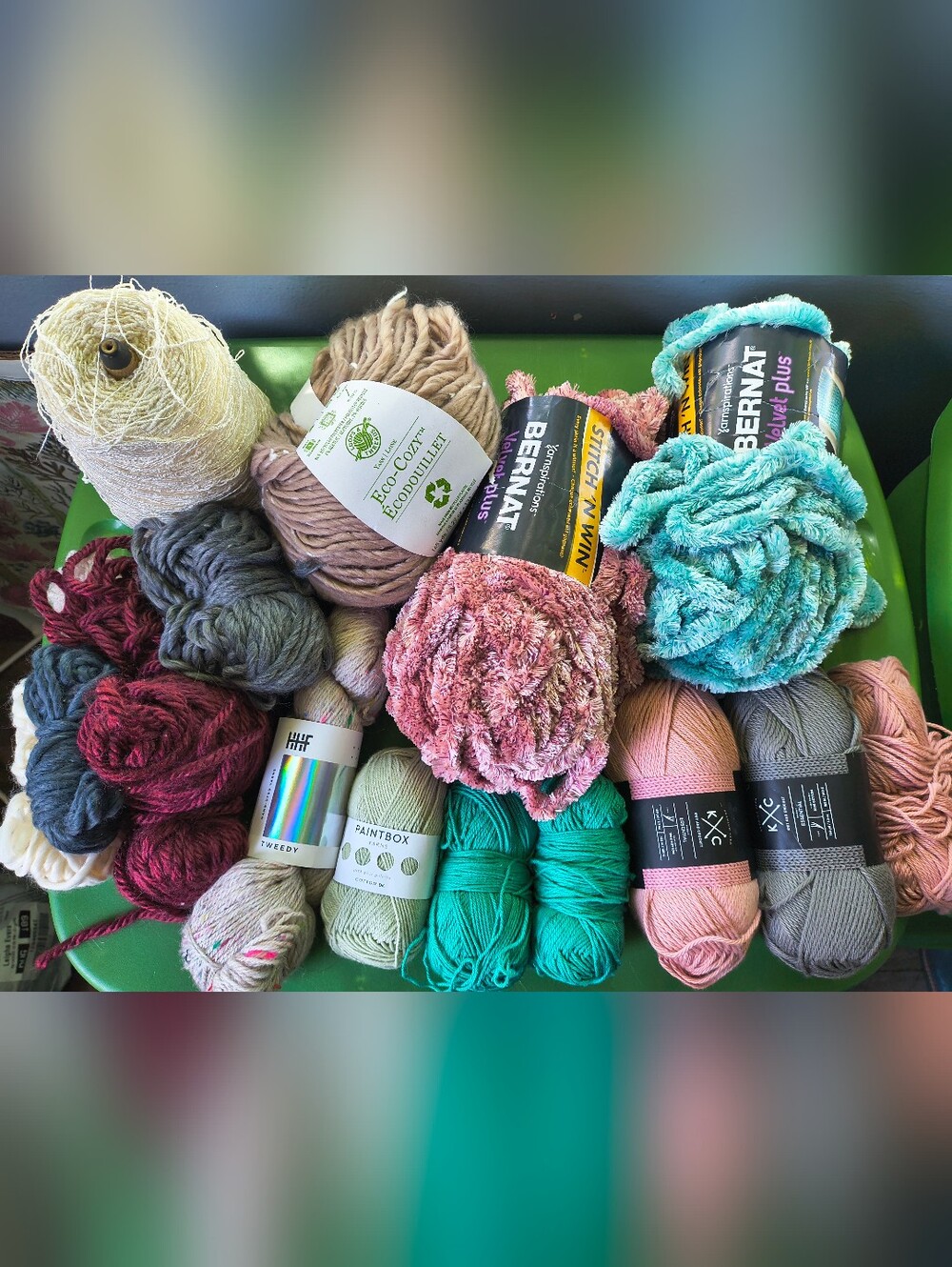 Assorted Yarn Bundle - Multicolor Mix including Teal, Pink, Green, Gray